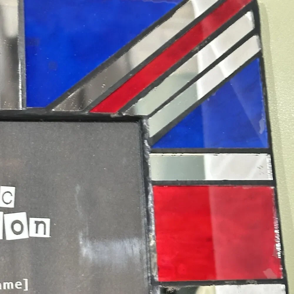 Union Jack Mosaic Glass 4x6 Picture Frame Mirror Red White Blue British Flag Art